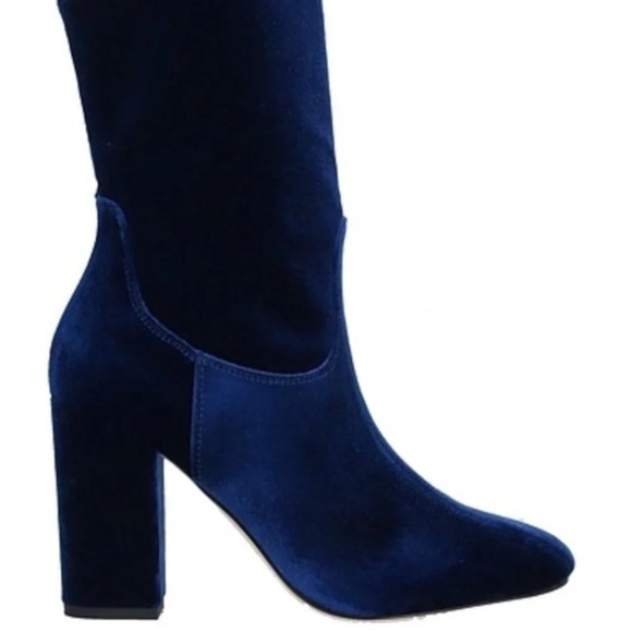 Pinko Jeans Bootie Velvet Fabric Blue Womens Size EU 39 US 9 NWB - Picture 1 of 9